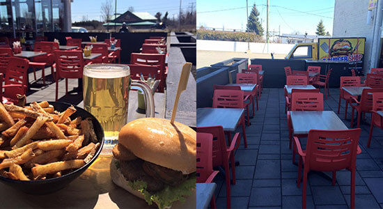 Terrasse du restaurant Le Burger Shop, bar à burger gourmet Terrasse du restaurant Le Burger Shop, bar à burger gourmet